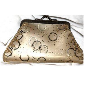 Vintage 50s Gold tone Glitter Glam Mini Coin Purse 3"x5.5"